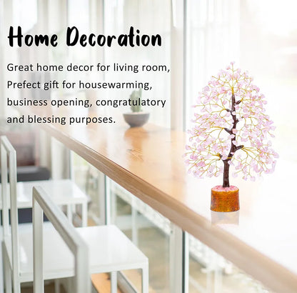 Bezavo Rose Quartz Crystal Tree Golden Wire