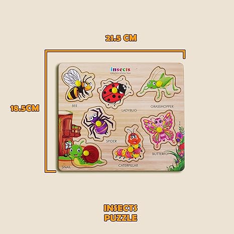 Highroof Insects Wooden Puzzle Wooden Toys For Kids 3 + Jigsaw Puzzles For Adults Baby Learning