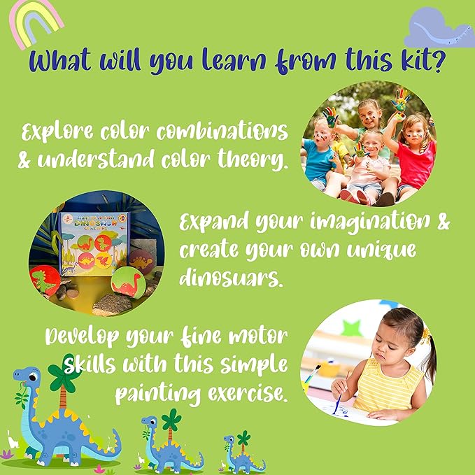 Kalakaram Paint Your Own Dinosaur Coaster Diy Kit for Kids | Fun & Educational Paint Activity for Kids
