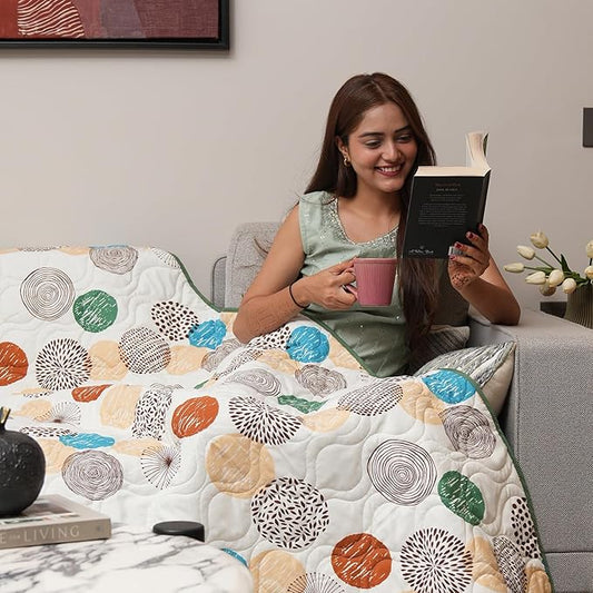 Urban Space Super Soft Brushed Microfiber Cotton Dohar Double Bed, Printed AC Blanket Colour Turkey Brown