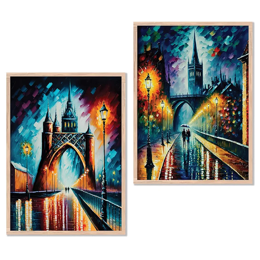 Kotart Premium Digital Painting with Frame Iconic City Painting Design 02 Pack of 2