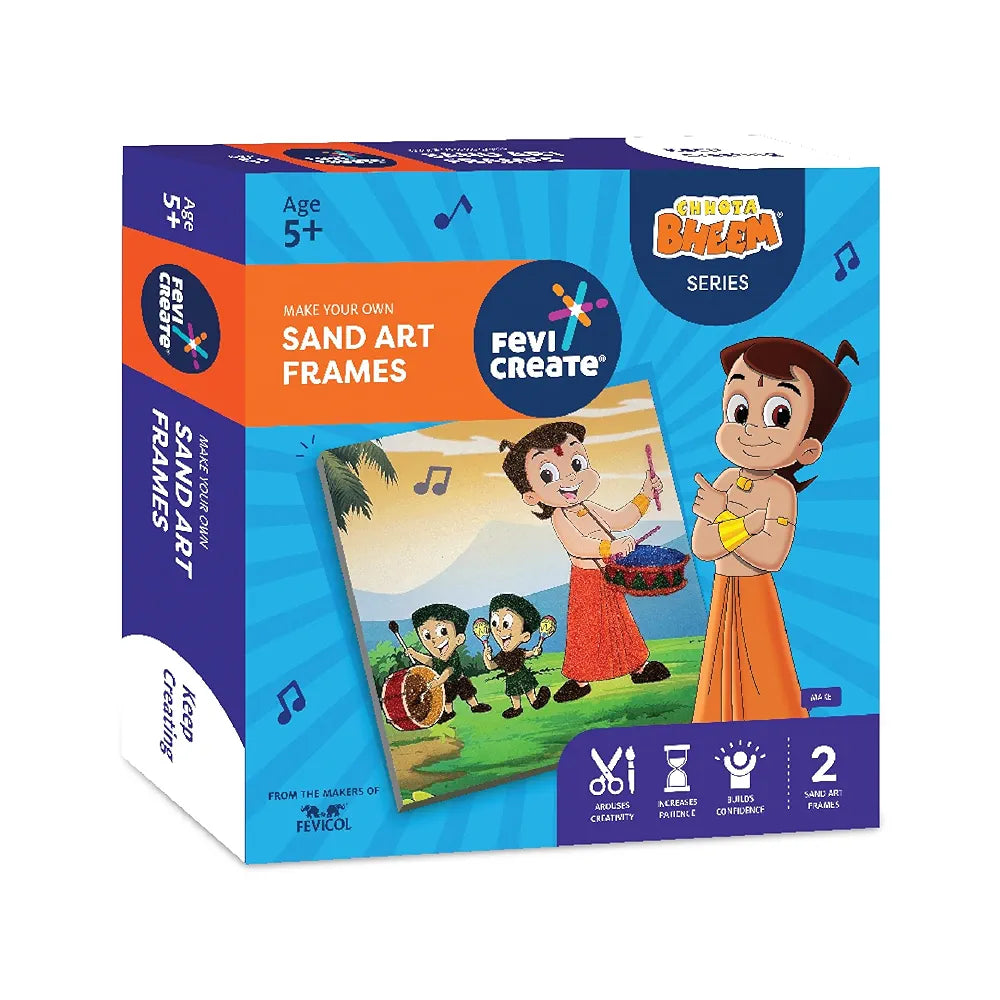 Fevicreate Chhota Bheem Chhutki Sand Kit | All-in-one DIY Craft Kit | Make 2 picture frames with Sand Packets | Birthday Gift | Screen-Free Learning | by Fevicol | Best Gift for Boys & Girls 5+ years