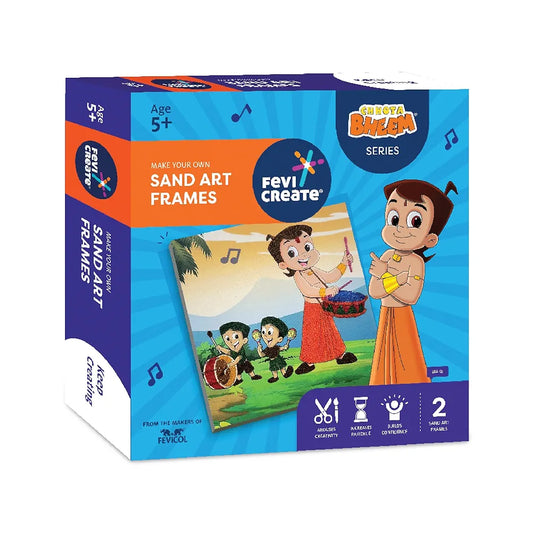Fevicreate Chhota Bheem Chhutki Sand Kit | All-in-one DIY Craft Kit | Make 2 picture frames with Sand Packets | Birthday Gift | Screen-Free Learning | by Fevicol | Best Gift for Boys & Girls 5+ years