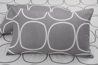 Huesland by Ahmedabad Cotton 144 TC Bedsheet for King Size Bed with 2 Pillow Covers | White & Grey
