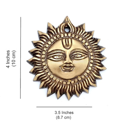 Two Moustaches Brass Smiling Surya Wall Hanging Antique Brown Standard