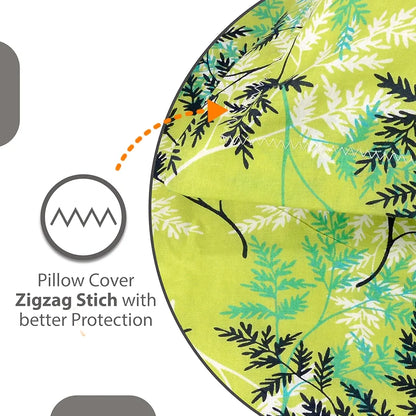Divine Casa 144 TC 100% Cotton Single Bedsheet with 1 Pillow Cover Floral Pattern Colour Lime Breeze Fresh Green