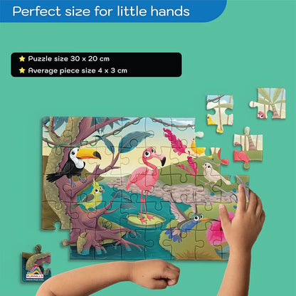 Playhills Wooden Puzzle Colourful Birds in Jungle 60 Puzzle Pieces, Ideal Holiday/Birthday Gift for Kids 3,4,5,6,7 Years