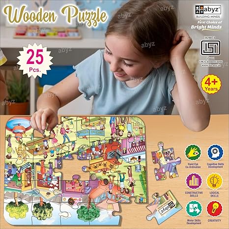 ABYZ Wooden Jigsaw Puzzles for Kids Truck Festival Jigsaw Puzzle for Kids of Age 4-6 Years 25 Pcs