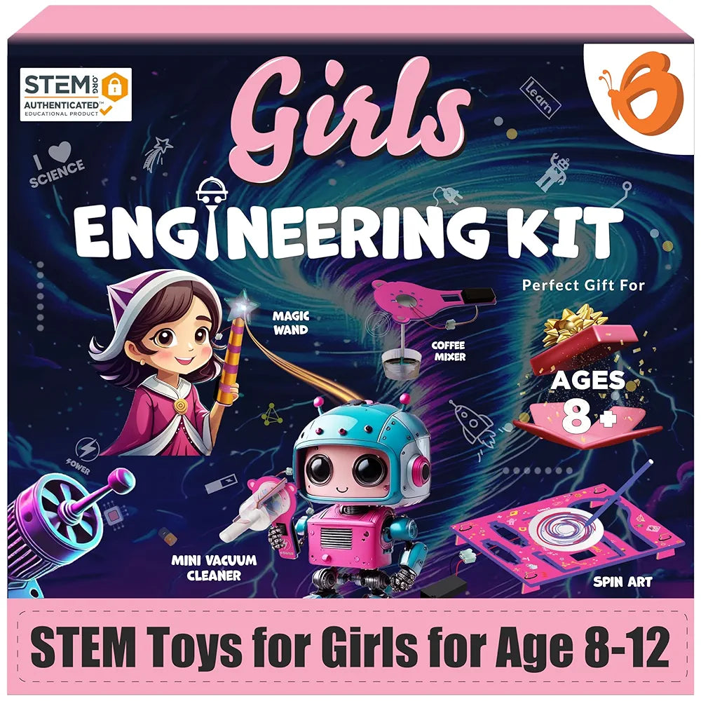 Butterfly EduFields 100+ STEM Engineering Project Kit for Girls Ages 8 10 12 15 Years | Ultimate DIY Science Experiments for Kids | Educational Engineering Toys Best Birthday Gift idea