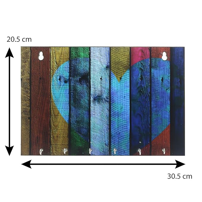 Ecraftindia Abstract Theme Wooden Key Holder With 6 Hooks