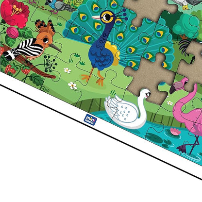 Mini Leaves 35 Piece Puzzle for Kids | Jungle Birds Jigsaw Puzzle | Educational Toys for Kids 3+ Years With Wooden Tray