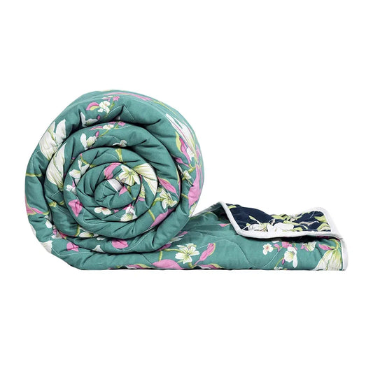 Divine Casa 120 GSM Microfiber Single Bed Comforter Soft & Lightweight Reversible AC Blanket Colour Bristol Blue