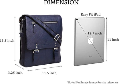 WildHorn® Original Leather 11.5 inch Messenger Bag for Men I Multipurpose Bag I Office Bag I Travel Bag with Adjustable Strap