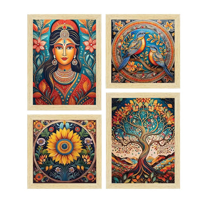 ArtX Paper Madhubani Madhubani-SO4-01 Multicolor Set of 4