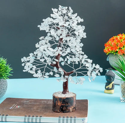 HindCraft Clear Quartz Crystal Tree Silver Wire 10-12 inch