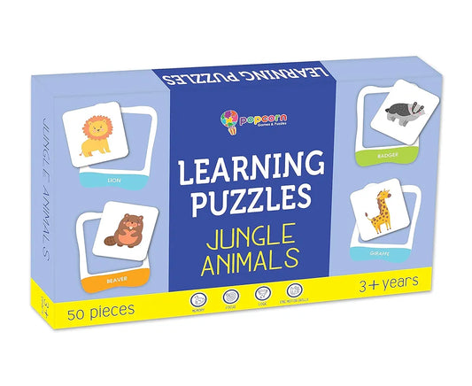 Popcorn Games & Puzzles Learning Puzzles Jungle Animals for Kids |Improves Focus, Memory,Logic & Fine Motor Skills with 50 Pieces