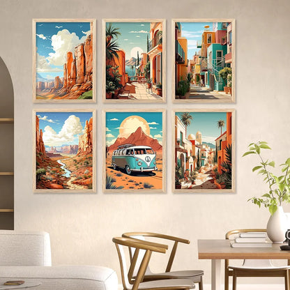 Kotart Travel Theme Digital Painting Travel Inspired Wall Art Prints A