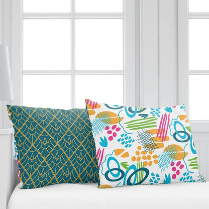 Divine Casa Bedsheet for Single Size Bed 144 TC Cotton Bedsheet for Single Size Bed with 1 Pillow Cover  Abstract Colour Teal & Mustard