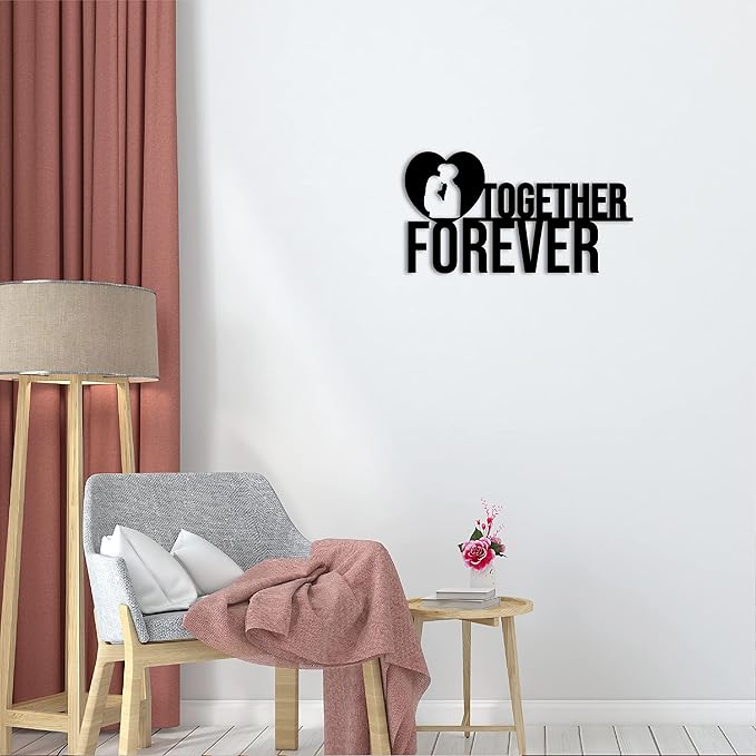 Ecraftindia Together Forever Black Engineered Wood Cutout Wall Art Decor | Wooden Wall Decor Item