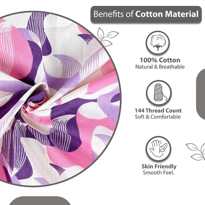 Divine Casa 144 TC 100% Pure Cotton Single Bed Bedsheet with 1 Pillow Cover Orchid Bloom Print Colour Purple Pink