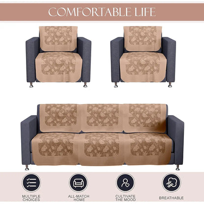 Kuber Industries Set of 10 Net Anti-Skid Sofa Cover 5-Seater Self Net Hawaii Camel Brown