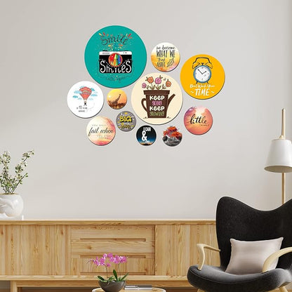 Artvibes Designer Mdf Wooden Wall Hanging for Home Decoration | Pack of 11 Pieces
