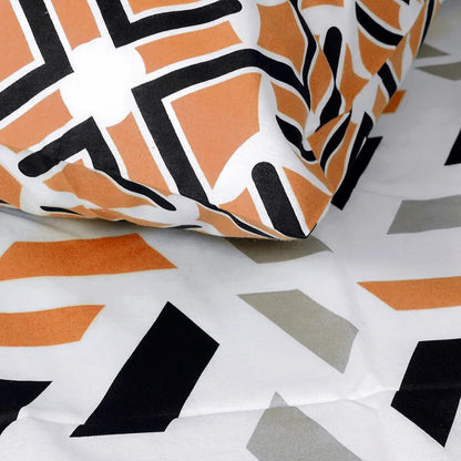 Divine Casa Double Size Bedsheet for Double Bed 144 TC Pure Cotton Queen Size with 2 Pillow Covers Colour Peach & Black