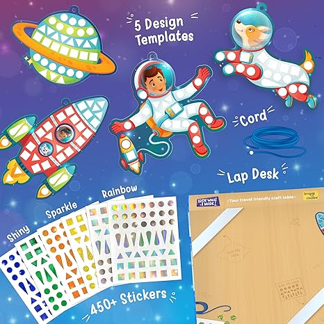 Imagimake Mirror Mosaic SpaceMess Free Diy Mosaic Craft Kit Sticker Travel Toys For Boys