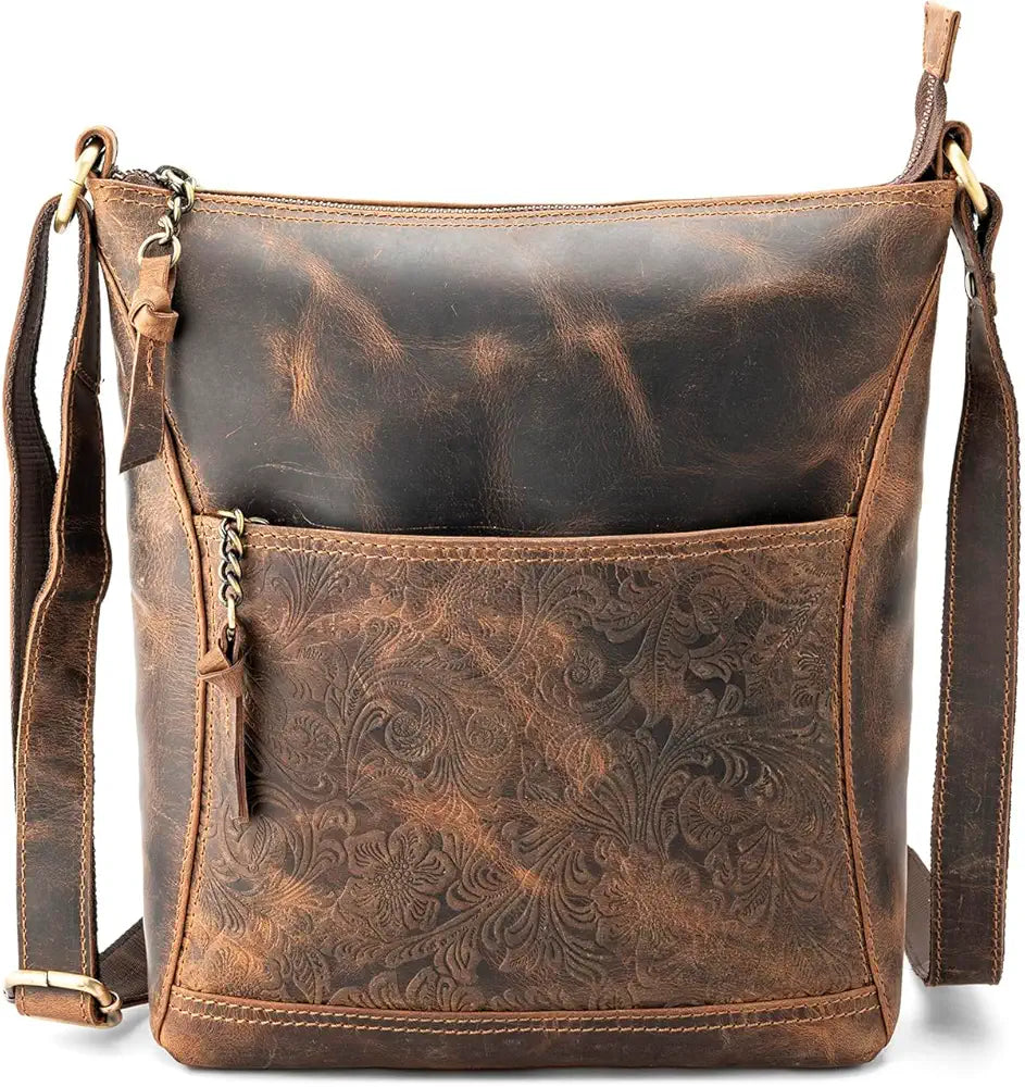 Goatter Hunter Leather 11" Inch Sling Cross-BodyBag/Shoulder Bag for Girls And Women