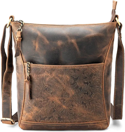 Goatter Hunter Leather 11" Inch Sling Cross-BodyBag/Shoulder Bag for Girls And Women
