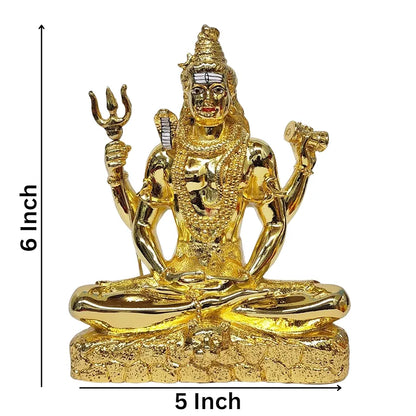 Gold Art India Lord Shiva 24K Gold Plated Idol With Trishul Gold Antique