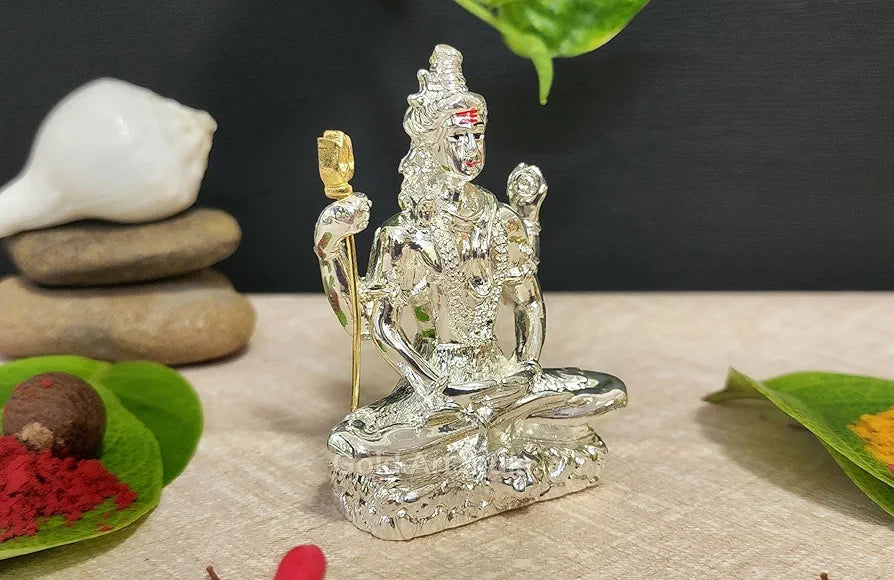 Gold Art India Lord Shiva 999 Silver Plated Idol
