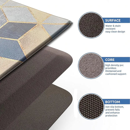 Luxe Home Columbo Anti-Fatigue Kitchen Mat Non-Slip Cushioned Comfort Mat Geometric Hexagonal Pattern Standing Desk Mat Colour Diamond