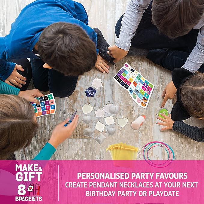 Chalk and Chuckles Art and Craft Pendant Jewellery Making Kit for Kids | Creative Diy Toy | Metal, Multicolor