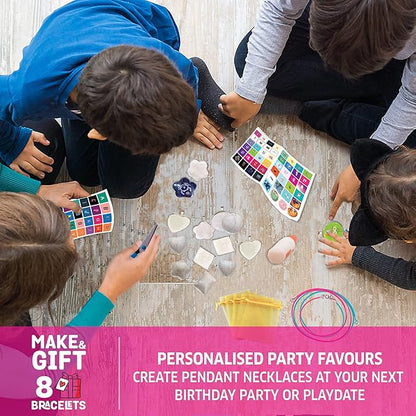 Chalk and Chuckles Art and Craft Pendant Jewellery Making Kit for Kids | Creative Diy Toy | Metal, Multicolor