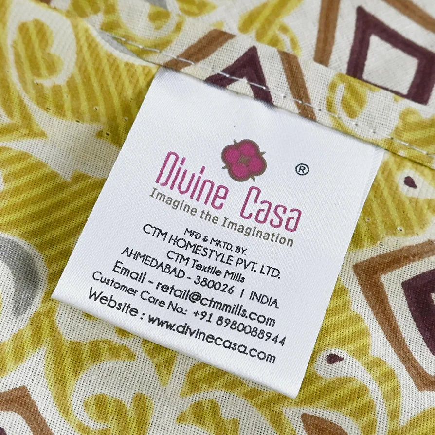 Divine Casa 144 TC Pure Cotton Single Size Bedsheet with 1 Pillow Cover Geometric Diamond Print Colour Golden Lime Grey