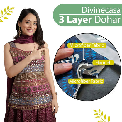 Divine Casa 120 GSM Microfiber Reversible Lightweight Printed Single Bed AC Dohar Blanket Colour Blush Green