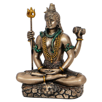 Ecraftindia Meditating Lord Shiva Cold Cast Bronze Resin Decorative Figurine