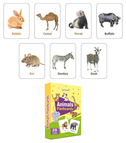 Gurukanth® Premium Animals Flash Cards for Kids Early Learning | Easy & Fun Way of Learning 1 Year to 6 Years Babies Smart Toys