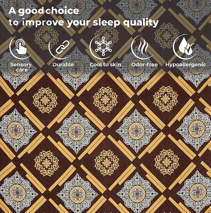 Fresh From Loom Single Bedsheet for Single Bed Floral Design Bed Spread with 1 Pillow Covers 144 TC Dark Brown
