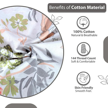 Divine Casa 144 TC 100% Cotton Bedsheet for Single Bed with 1 Pillow Cover Colour Peach Blush