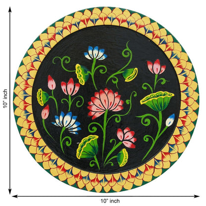 Vibrant Floral Pichwai Painting on Black Background
