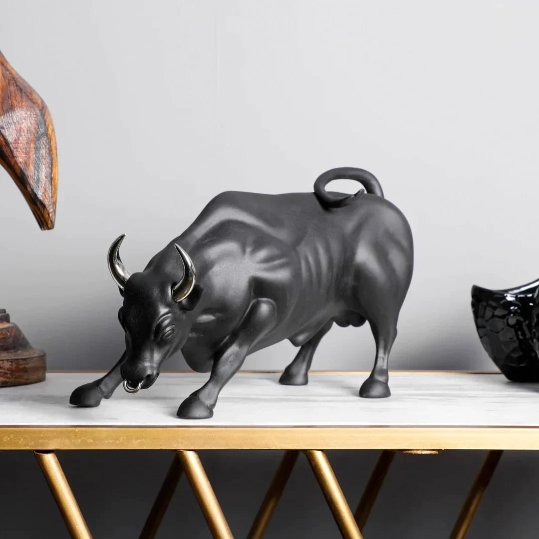 Artarium Abstract Art Charging Bull Figurine Idol