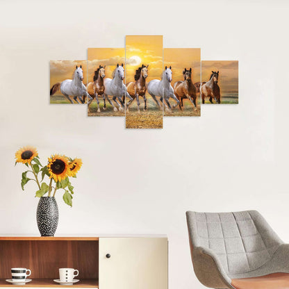 Horse Set of Five 3D Framed Paintings for Wall Decoration – Ideal for Home, Living Room, and Bedroom (75 x 43 CM)
