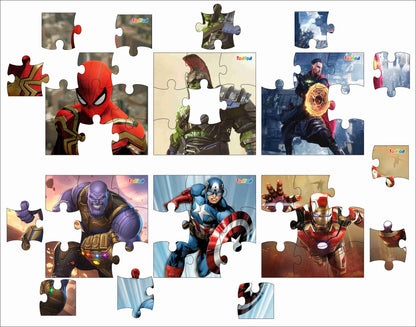 Wooden Jigsaw Puzzles - Marvel Avengers Anime Cartoon Characters for Kids (54 Pieces)