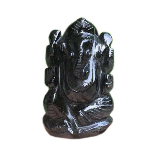 Crystal Ganesha Idol for Home Décor Peace and Serenity Happy Man for Good Luck, Wealth, Prosperity at Home,Office Ganesha Idol For Gift Item (Black-Obsidian)