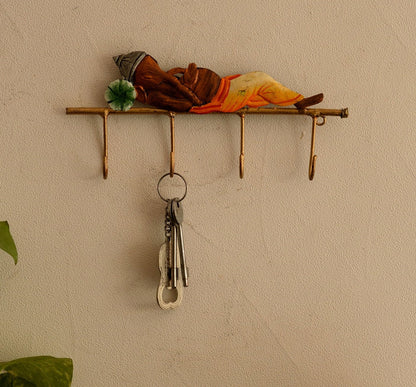 Ecraftindia Lord Ganesha Resting Wrought Iron Key Holder