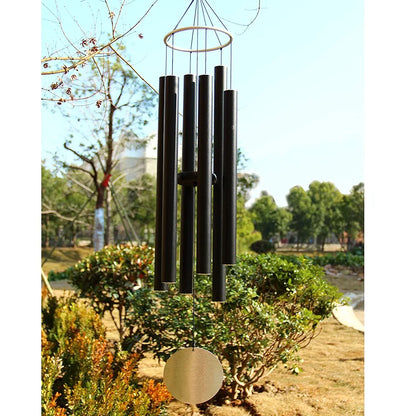 Loving Basso Metal Wind Chimes Outdoor Large Deep Tone 45In Large Matte Black