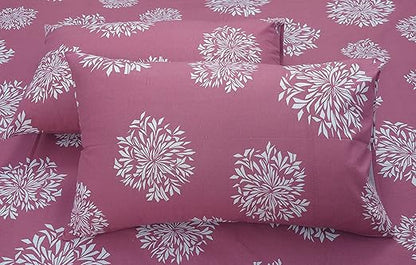 Huesland by Ahmedabad Cotton 144 TC King Size Bedsheet Cotton with 2 Pillow Covers | Mauve