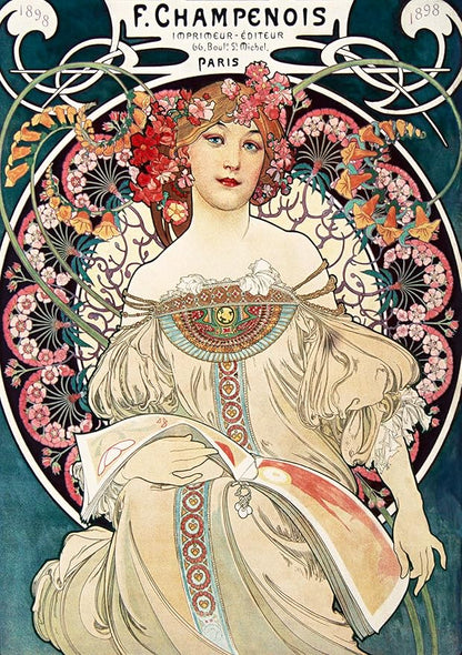 91knots - F. Champenois Imprimeur-editeur 140 Pieces Wooden Jigsaw Puzzle for Adults and Kids 5+ Years | Alphonse Maria Mucha 's Artwork